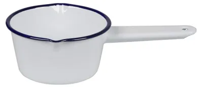 Emaille Milchtopf 14 cm, 1 Liter, weiß, Stahl mit Emaille