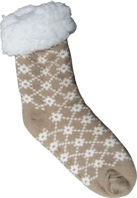 Produktbild von GKA Damen ABS Plüsch Kuschelsocken A10 beige weiß 35-38 Winter Norweger Hüttensocken Socken Norwegersocken Hausschuhe