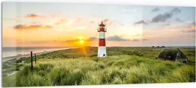 Produktbild von DEQORI Küchenrückwand Glas 125x50 cm 'Leuchtturmliebe' Spritzschutz Bad Rückwand