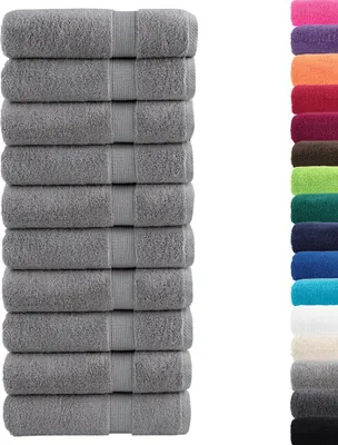 Image de vidaXL Serviettes de bain haut de gamme SOLUND, lot de 10, gris, 100 x 150 cm, 600 g/m²
