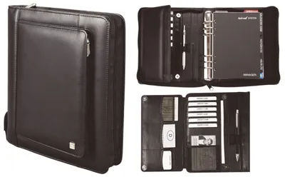 Produktbild von Bind® T 300-1 Manager-Planer A5 Nappaleder schwarz mit Reißverschluss