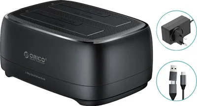Image de Station d'accueil pour disque dur double baie, taux de transfert de 5 Gbps, prend en charge 36 To de stockage, prise de type C EU