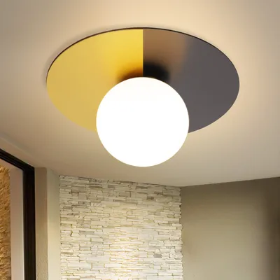 Image de ZMH plafonnier salon couloir noir or Vintage lampe de couloir verre E14 moderne éclairage de plafond pour chambre d'enfant couloir chambre à coucher(sans ampoules)