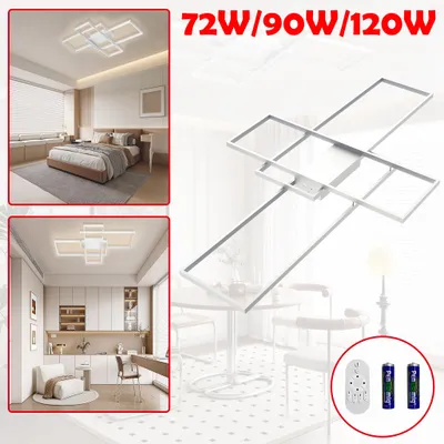 Produktbild von UISEBRT 72W Moderne Dimmbar Deckenleuchte mit Fernbedienung 5040LM – Weiße Geometrische LED Wohnzimmerlampe für Wohnzimmer und Küche
