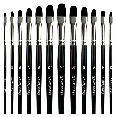 Produktbild von Filbert Aquarellpinsel Set, 12 Pinsel für Aquarell, Acryl, Gouache und Öl