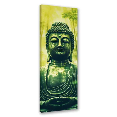 Produktbild von Leinwandbild Buddha und Zen-Bambus 30x90 Feeby Grün bild für die wand bereit zum aufhängen