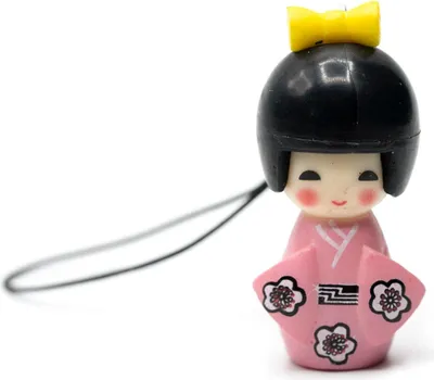 Produktbild von Puppe Geisha Asien Handyanhänger Anhänger asiatische pink KOKESHI