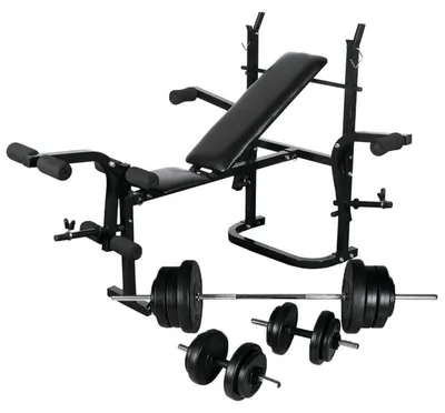 Obrázek produktu pro Posilovací lavice – stojan na činky – tréninková lavice – sada činek – nastavitelný design – 60,5 kg