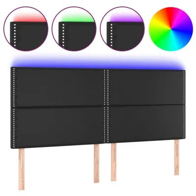 Produktbild von vidaXL LED Kopfteil Schwarz 180x5x118/128 cm Kunstleder