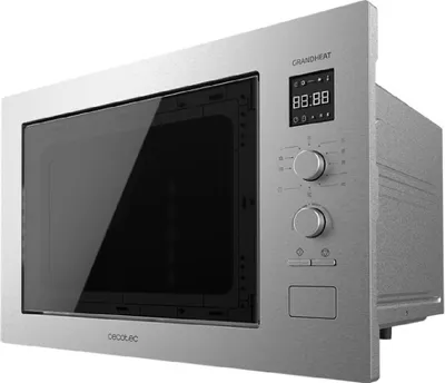 Image de Four à micro-ondes encastrable Cecotec GrandHeat 2550, d'une capacité de 25 litres, avec grill, en acier inoxydable. Puissance de 1320 W, 8 fonctions, minuterie