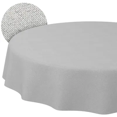 Tischdecke 140x140cm Rund Hellgrau DanceDirty abwaschbar Leinenoptik wetterfest Falschuni, Hauptbild