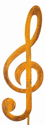 Produktbild von Gartendekoration: Musikschlüssel – Rostfarbenes Metall, 118 cm