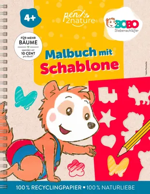 Produktbild von Bobo Siebenschläfer Malbuch mit Schablone. Zeichnen und Malen für Kinder ab 4 Jahren