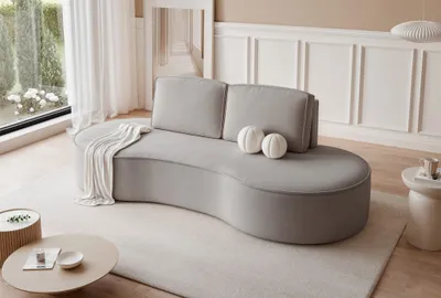 Productafbeelding van Bank Designersofa ARLET, 3-zits, bekleed met stof Riviera, lichtgrijs
