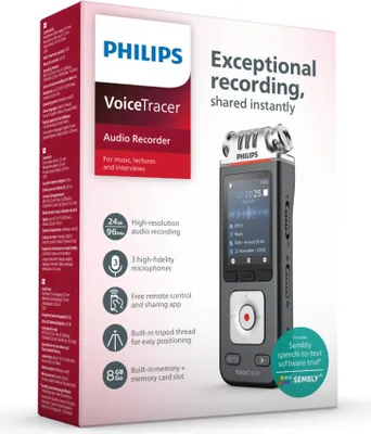 Obrázek produktu pro Philips VoiceTracer, 50 - 20000 Hz, Černá, Šedá, Windows 11/10/8/7, macOS, Linux, 130 x 130 x 18 mm, 108 g