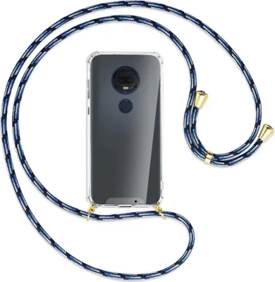 Produktbild von Handykette Backcover-Schutzhülle mit Band (Metall goldfarben) für Motorola Moto G7 / G7 Plus - Blautöne