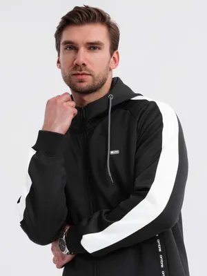 Imagen del producto de OMBRE, sudadera con cremallera para hombre, estilo retro con rayas, diseño deportivo, modelo OM-SSZP-0210, color , talla L