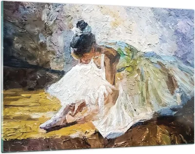 Produktbild von Bilder auf glas - Einteilig - Ballerina Mädchen Öl - 120x80cm - Glasbilder - Wandbilder - Bilder - zum Aufhängen bereit - Wanddekoration aus Glas - Glas Bilder - Wandbild auf Glas - GAA120x80-4756