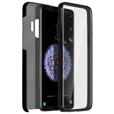 Image de Avizar, coque en silicone et polycarbonate pour l'avant et l'arrière du Samsung Galaxy S9, couleur noire