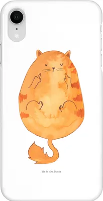 Produktbild von Mr. & Mrs. Panda Iphone XR Handyhülle Katze Frühaufsteher - Weiß - Geschenk, Handy Case, Kaffee, Tiger, Mittelfinger, Premium Kunststoff, Katzen
