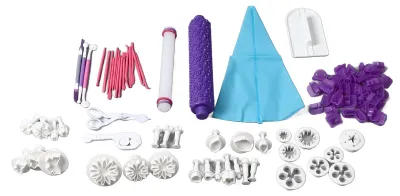Produktbild von 96 Stück Fondant-Kuchenausstecher, Buchstabe, Blume, Zahl, Schmetterling, Herz, Stern, Plätzchenkolben zum Zuckerguss-Backen