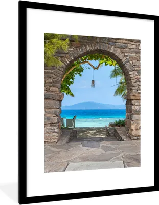 Produktbild von MuchoWow® Gerahmtes Poster Strand - Meer - Tropisch - Sommer - Aussicht 60x80 cm - Poster mit Schwarzem Bilderrahmen Wandposter Rahmen Foto Bilder - Wohnzimmer - Dekorationen - Prämie