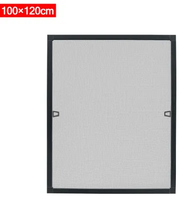 Produktbild von QEENTOE Fliegengitter 100x120cm, Insektenschutzgitter für Fenster mit Aluminiumrahmen, Montage ohne Bohren, Anthrazit