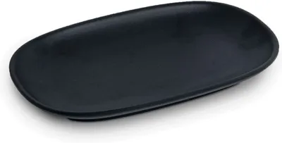 Produktbild von [ Melamin MATT SCHWARZ ] Ovaler Teller / Essteller / Geschirr / 21,5 x 13cm