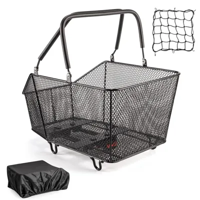 Productafbeelding van Fietsmand - Fietsmand achterop - Metaalvlechtwerk - 40 x 30 x 21 cm - Snelsluiting - Tot 20 kg