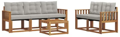 Produktbild von vidaXL Outdoor-Sofagarnitur 6 stk. Natürlich und Hellgrau