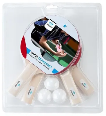 Produktbild von Twisk Tischtennis Set 4 Schläger und 3 Bälle für Kinder und Erwachsene