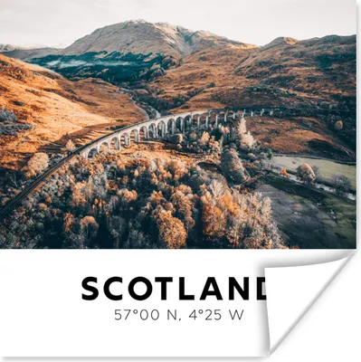 Produktbild von MuchoWow® Poster Schottland - Vintage - Herbst - Brücke 30x30 cm - Wandposter - Printing