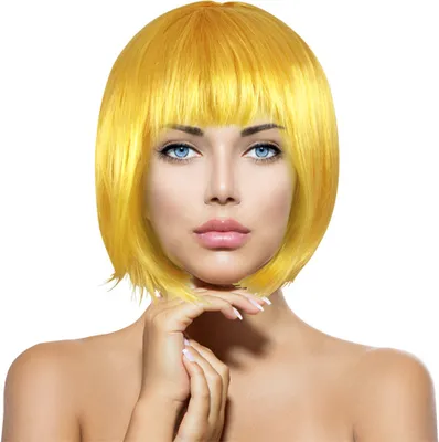 Produktbild von Perücke Bob  Cabaret Wig Kurzhaar Charleston  Fasching Karneval Halloween Motto Party, gelb