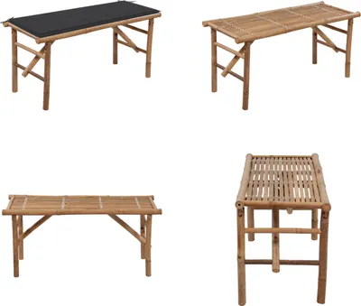 Immagine prodotto di vidaXL Panca da giardino pieghevole con cuscino 118 cm in bambù - Panca da giardino - Panca da giardino - Panca da patio - Panche da patio