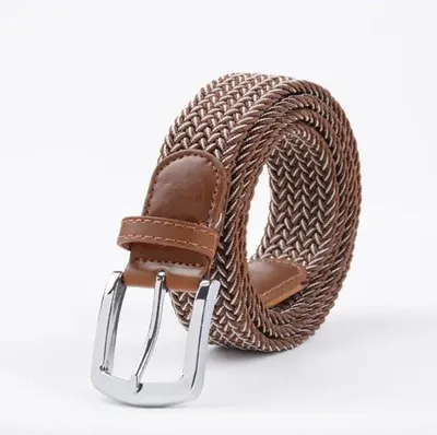 Zdjęcie produktu dla Go Go Gadget – Pleciony pasek – Elastyczny – 105/120 cm – Brązowy/Biały