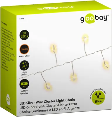 Productafbeelding van 57944 LED Cluster lichtketting voor binnen en buiten, warm wit met 2 lichtmodi