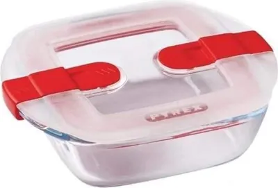 Image de Boîte Rectangulaire Pyrex Cook & Heat, 25 x 22 cm, 2,2 L, Verre Borosilicate, Couvercle avec Valves Vapeur