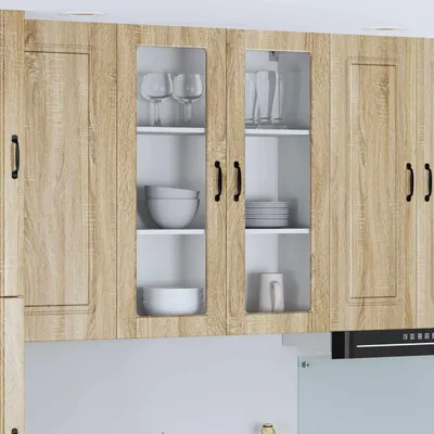 Produktbild von vidaXL Wandglas-Schrank LUCCA Sonoma-Eiche 80 x 31 x 100 cm