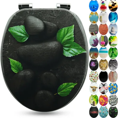 Produktbild von Sanfino® Premium WC Sitz "Black Rock" hochwertiger Toilettendeckel mit Absenkautomatik aus Holz, einfache Montage