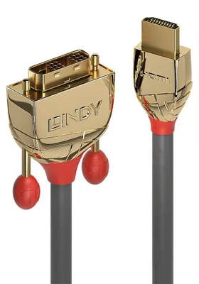 Produktbild von Lindy 36195, 2 m, HDMI Typ A (Standard), DVI-D, Stecker, Buchse, Gold