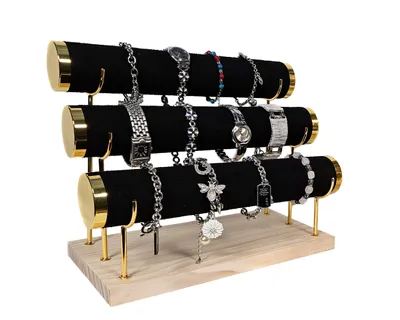 Produktbild von 3er Schmuckständer Schmuckhalter für Uhren Armband mit Metallträger schwarz
