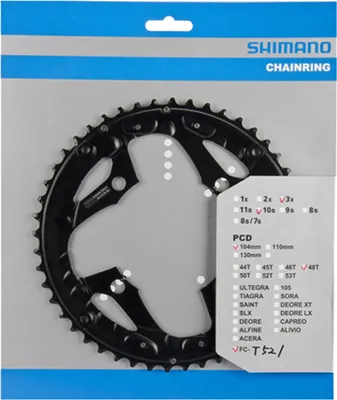 Produktbild von Shimano Teile Kettenblatt FC-T521, 48Z, Ø=104mm, Mitte, Shimano, 4-Arm, Aluminium, für KSR, schwarz