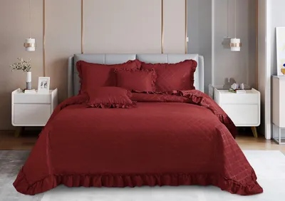 Produktbild von rote Bettdecke gesteppt doppelseitige Bettdecke 240x220CM PLED FALBANKS RUFFY