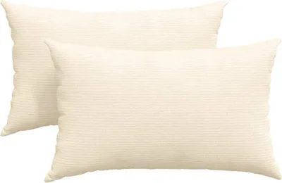 Image de vidaXL Coussins de canapé 2 pièces Crème 50 x 30 cm Tissu velours côtelé