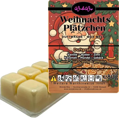 Produktbild von WonderWax Duftwachs Weihnachten Wax Melts für Duftlampe, 6 Würfel Duftmelt Wachsmelt Sojawachs Duftwachs Würfel für Raumdüfte, Wachs Duftöl Winter Indoor Schmelzen für Aromalampe Weihnachtsplätzchen