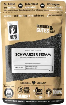 Produktbild von Schwarzer Sesam, naturbelassen, ungesalzen, Sesamsaat, Sesamkerne, Sesamsamen 250g