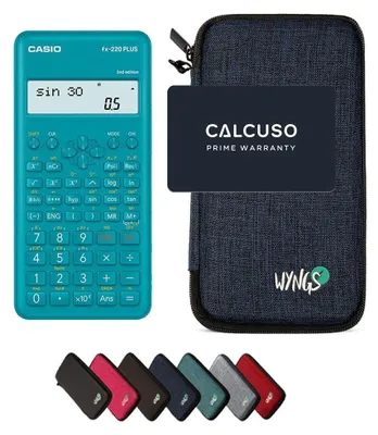 Produktbild von Casio fx-220 Plus 2nd edition inkl. WYNGS Schutztasche Blau - Wissenschaftlicher Taschenrechner - Basic Set