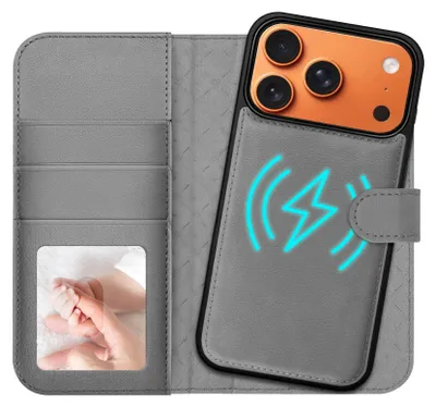 Immagine prodotto di custodia magnetica 2in1 per iPhone 17 Pro protezione RFID, cover magnetica staccabile, compatibile con MagSafe, custodia antiurto con finestra fotografica