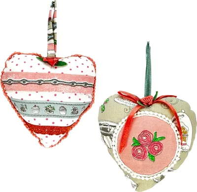 Immagine prodotto di Decorazione in cotone a cuore 13 x 13 cm rosa - 2 pezzi