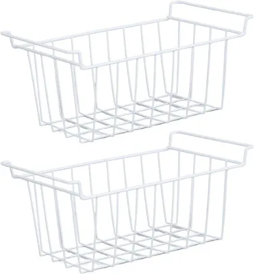Image de Panier pour congélateur, 41,5 x 24,5 x 20 cm, lot de 2, empilable, en métal, pour cuisine